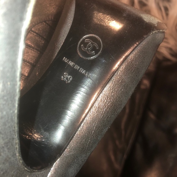 Authentic CHANEL Metallic Round Toe Booties - 8 - Picture 8 of 9